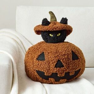 Pottery Barn Black Cat 🐈‍⬛ Jack o’ Lantern Pillow BNWT